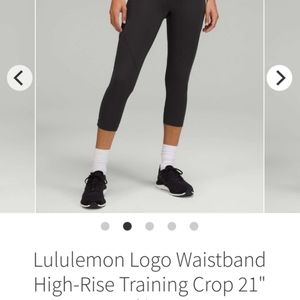 Lululemon logo waistband highrise training crop 21 in